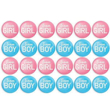Значок с указанием пола -24 штуки, аксессуары для значков для девочек или мальчиков из команды, принадлежности для душа ребенка, вечеринки
