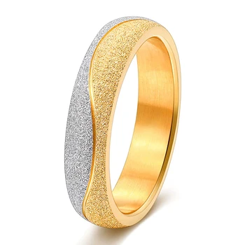 Золотые кольца Kolmnsta для женщин, мужское обручальное кольцо 6 мм, Обручальное кольцо с пескоструйной обработкой из нержавеющей стали, матовое покрытие
