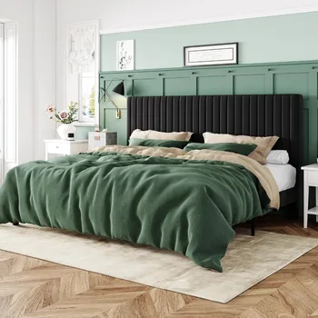 Каркас кровати, бархатная подушка, с регулируемым изголовьем из ворса, основание для матраса, прочная деревянная доска, простая в сборке, кровать