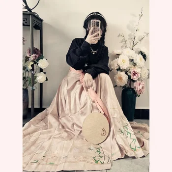 Китайская Женская рубашка с принтом Mamianqun Косплей Лошадиная Морда Юбка С вышивкой Hanfu Одежда Повседневный стиль Платья Ma Mian Qun Han