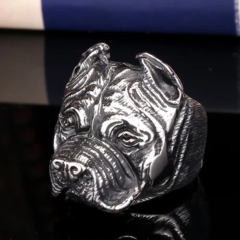 Кольцо для собаки питбуля Мужская индивидуальность Уникальные мужские украшения-амулеты Титановое кольцо с животным Викингом