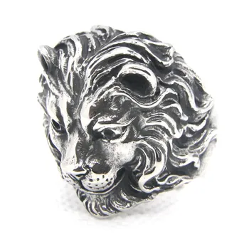 Кольцо Короля животных Льва из нержавеющей Стали 316L Ювелирные Изделия Панк-Кольцо С Головой Льва
