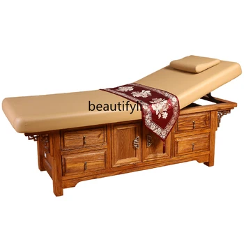 Кровать для лица из массива дерева, Массажная кровать, бытовая Традиционная китайская медицина, иглоукалывание, физиотерапия, Тайская массажная кровать
