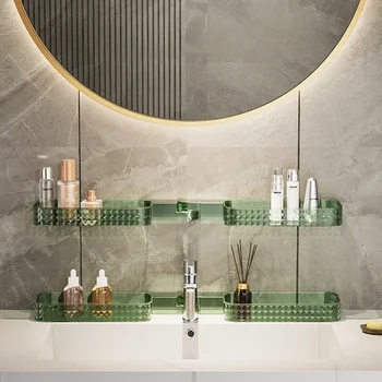 Легкий роскошный угловой стеллаж для хранения в ванной комнате, подвесной на стене с перфорацией, U-образные поворотные складные пластиковые полки для ванной комнаты