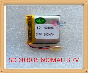 Литровый аккумулятор 3,7 В литийполимерный аккумулятор 603035 600 мАч MP3 MP4 MP5 GPS SD рекордер