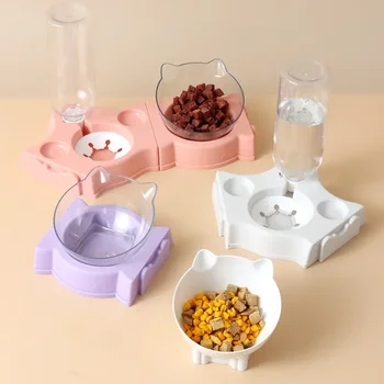 Многофункциональная миска для котенка, Соединяемая вода с фонтанчиком, Поилка для кошек, собак, Автоматическое питье домашних животных, кошек