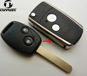 Модифицированный пульт дистанционного управления с 2 кнопками, черный чехол для ключей с откидной крышкой для Honda CIVIC CRV, складной чехол для ключей от автомобиля