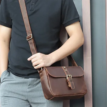 Модная сумка через плечо в стиле ретро для мужчин из натуральной кожи, мужские и женские сумки через плечо, сумка-слинг, противоугонные сумки-мессенджеры для леди