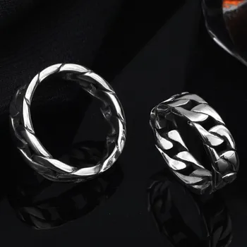 Модные кольца из стерлингового серебра BOCAI S925 2021, новая мода, простое плетение в стиле ретро, чистый Аргентум, популярные украшения для рук для женщин и мужчин 4