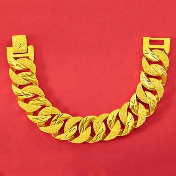 Модный глянцевый матовый браслет из желтого золота 24 К для мужчин и женщин, королевский свадебный обручальный браслет на день рождения, ювелирные браслеты