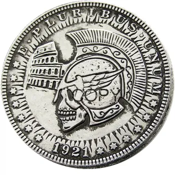 Монеты-копии американского Хобо 1921 года Морган доллар Череп зомби скелет с серебряным покрытием