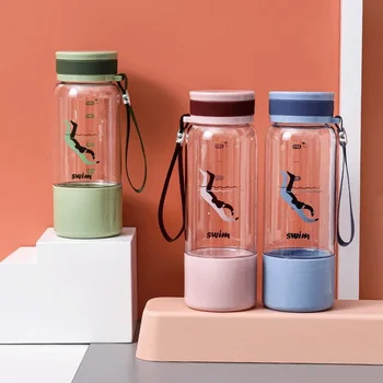 Мужская и женская универсальная чашка для воды из пластика большой емкости, модный спортивный стакан высокого качества с ручкой 0
