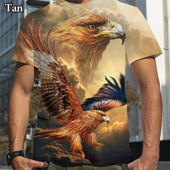Мужская модная футболка с 3D принтом Eagle, крутая повседневная спортивная футболка с коротким рукавом и круглым вырезом, топы