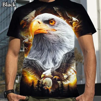 Мужская модная футболка с 3D принтом Eagle, крутая повседневная спортивная футболка с коротким рукавом и круглым вырезом, топы 1