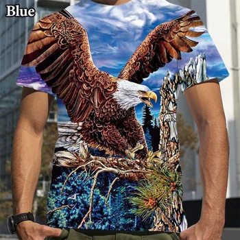 Мужская модная футболка с 3D принтом Eagle, крутая повседневная спортивная футболка с коротким рукавом и круглым вырезом, топы 2