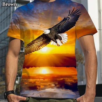 Мужская модная футболка с 3D принтом Eagle, крутая повседневная спортивная футболка с коротким рукавом и круглым вырезом, топы 3