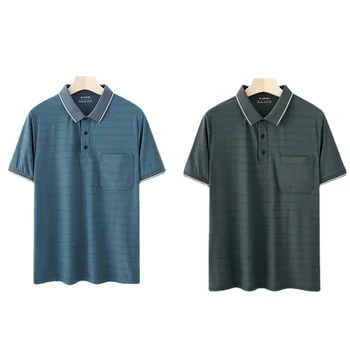 Мужская рубашка поло контрастного цвета в полоску, летние топы с коротким рукавом, мужская мода, повседневные Мужские рубашки поло 2023 E183
