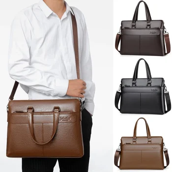 Мужская сумка-портфель из искусственной кожи, мужская сумка для ноутбука, мужская кожаная сумка-мессенджер на 14 плеч, офисная сумка для документов формата А4 высокого качества