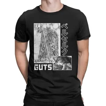 Мужская футболка Guts Rage Black Swordsman Футболка Из Чистого Хлопка С Коротким Рукавом Манга Аниме Футболка Круглым Вырезом Одежда Подарок