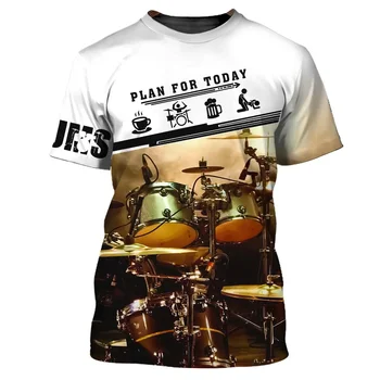 Мужская футболка в стиле поп-музыки Харадзюку, модный 3D музыкальный инструмент, топы с коротким рукавом, футболка оверсайз в стиле хип-хоп панк, настраиваемая 5