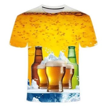 Мужская футболка с принтом серии Street Pop Beer, персонализированный забавный повседневный топ унисекс в стиле харадзюку с круглым вырезом и короткими рукавами