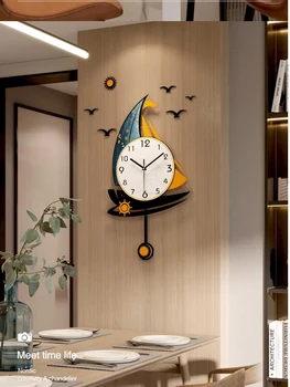 Настенные часы с поворотным парусником, современный дизайн, часы для гостиной, Простое Акриловое украшение для дома, Подвесной Гороскоп