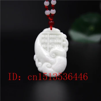 Натуральный Белый Нефритовый Резной кулон-Счеты, Китайское ожерелье, ювелирные украшения, Модный Амулет, Подарки на удачу для мужчин и женщин