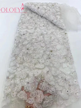 Новая Высококачественная Роскошная Французская Кружевная Ткань С Вышивкой Бисером В Африканском Нигерийском Стиле С Блестками Для Свадебного Платья