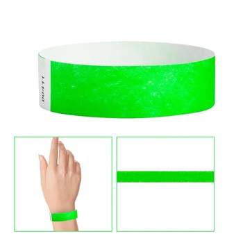 Новинка-1000 шт бумажных браслетов, неоновых браслетов для мероприятий, цветных браслетов, водонепроницаемых бумажных клубных повязок (зеленый) 3