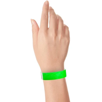 Новинка-1000 шт бумажных браслетов, неоновых браслетов для мероприятий, цветных браслетов, водонепроницаемых бумажных клубных повязок (зеленый) 4