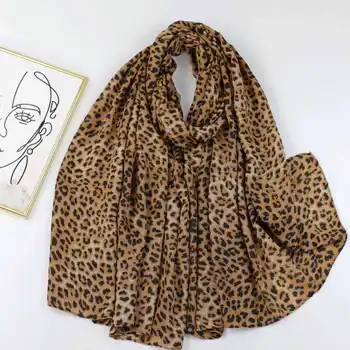 Новинка 2023 года, женский шарф с леопардовым принтом, хлопковый шарф из вуали, шали