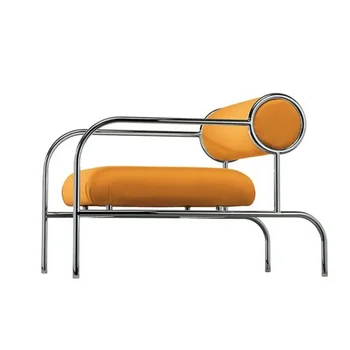 Одноместный диван-стул средневекового дизайнера из нержавеющей стали, гостиная, современный простой повседневный стул, комната для образцов, одноместный стул Bauhaus 0
