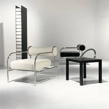Одноместный диван-стул средневекового дизайнера из нержавеющей стали, гостиная, современный простой повседневный стул, комната для образцов, одноместный стул Bauhaus 1