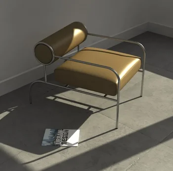Одноместный диван-стул средневекового дизайнера из нержавеющей стали, гостиная, современный простой повседневный стул, комната для образцов, одноместный стул Bauhaus 2