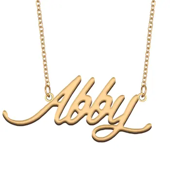 Ожерелье с именем Эбби Золотое для женщин, табличка с именем, подвески для девочек, подвеска из нержавеющей стали, модные украшения