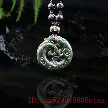 Ожерелье с подвеской в виде нефритового дракона, модные натуральные подарки, черно-зеленый амулет, китайские украшения с резьбой
