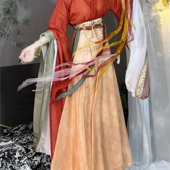 Оригинальное платье Hanfu в стиле Wei Jin С широкими рукавами Женская юбка с большими рукавами в стиле Северной и Южной династий В китайском стиле Юбка с разрезом на восемь частей