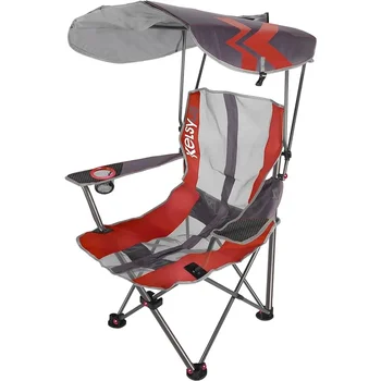 Оригинальное складное кресло Kelsyus с балдахином для кемпинга, выхода из багажника и мероприятий на открытом воздухе, серый/красный