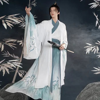 Оригинальный Мужской Комплект Hanfu из 3 Частей Включает В Себя большое пальто Древнекитайскую одежду, Костюмную Одежду С Традиционной вышивкой Hanfu