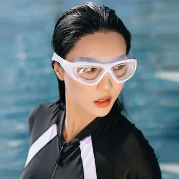 Плавательные очки Водонепроницаемые, противотуманные, высокой степени близорукости, детские профессиональные очки для дайвинга, оборудование для плавания, набор шапочек для плавания 1