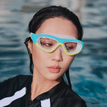 Плавательные очки Водонепроницаемые, противотуманные, высокой степени близорукости, детские профессиональные очки для дайвинга, оборудование для плавания, набор шапочек для плавания 3