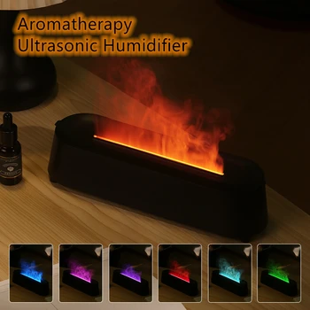 Пламенный ароматический диффузор, увлажнитель воздуха, Ультразвуковой Холодный туманообразователь, Лампа для ароматерапии, Реалистичный огненный диффузор