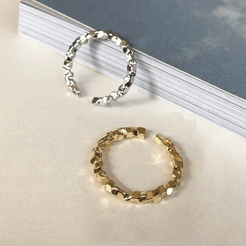 Пластина в стиле хип-хоп, Золото, серебро, Металлическая Геометрия, Круглые Регулируемые кольца, открывающие хвостовое кольцо на указательный палец для женщин, ювелирные изделия