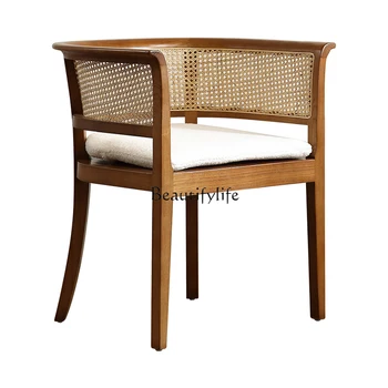 Плетеное из ротанга кресло для отдыха Балкон Кофейня для проживания в семье в китайском стиле Креативное сочетание стола и стула