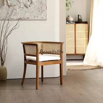 Плетеное из ротанга кресло для отдыха Балкон Кофейня для проживания в семье в китайском стиле Креативное сочетание стола и стула 2