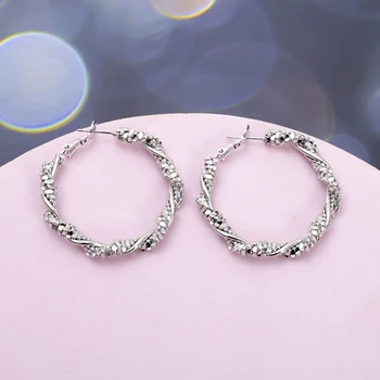 Преувеличенные серьги-кольца в корейском стиле в стиле ретро Для женщин, трендовые изделия, креативный металлический поворот вокруг нагромождения украшений для милых девушек