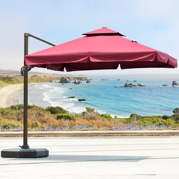 Рекламный открытый римский зонт с одним верхом, алюминиевая рама и опора, солнцезащитный зонт с основанием 2