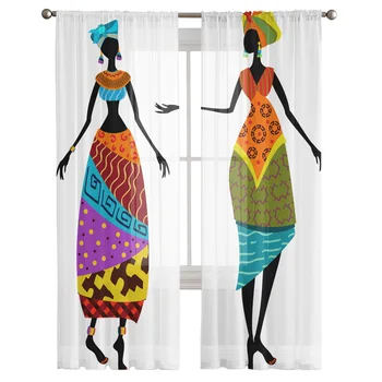 Родные Древние символы африканских народов Тюлевые шторы для гостиной, спальни, современной кухни, прозрачные шторы для вуалевых занавесок