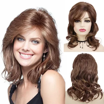 Синтетический парик GNIMEGIL Brown Mix Blonde Highlight с длинными вьющимися волосами, парик с естественной волной для женщин, повседневный парик для вечеринок на Хэллоуин