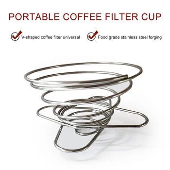 Складной кофейный фильтр для кемпинга на открытом воздухе, Пружинная портативная мини-кофеварка для эспрессо, капельница из нержавеющей стали, прямая поставка